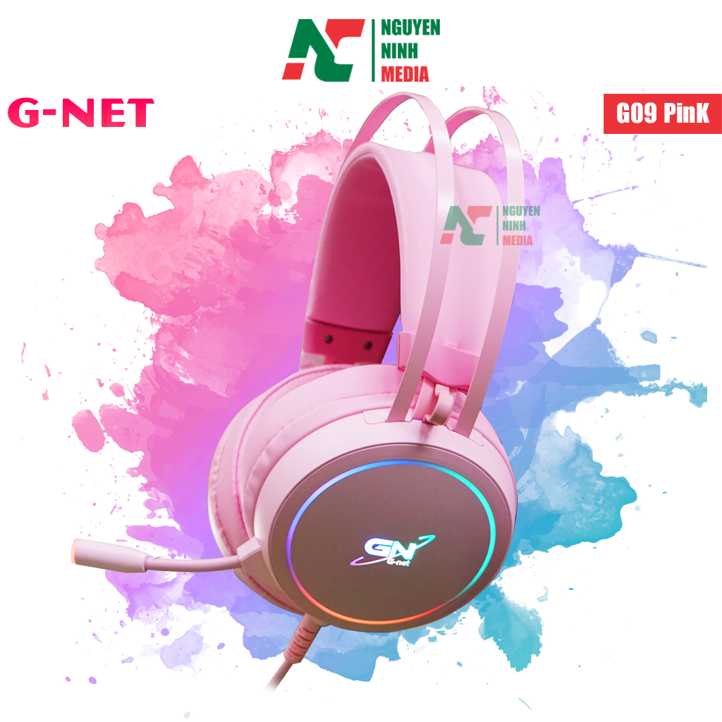 Tai Nghe G-Net G09 Pink (Màu Hồng) Âm Thanh 7.1 USB LED - Hàng Chính Hãng