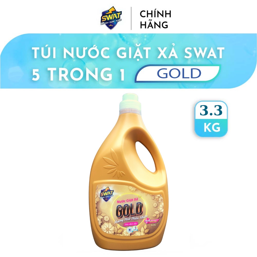 Nước Giặt Xả Swat Gold 5 In 1 Hương Coco Mademoiselle Sang Trọng Can 3.3Kg - Tiện Dụng Diệt Khuẩn Lưu Hương Lâu Cleanhouse