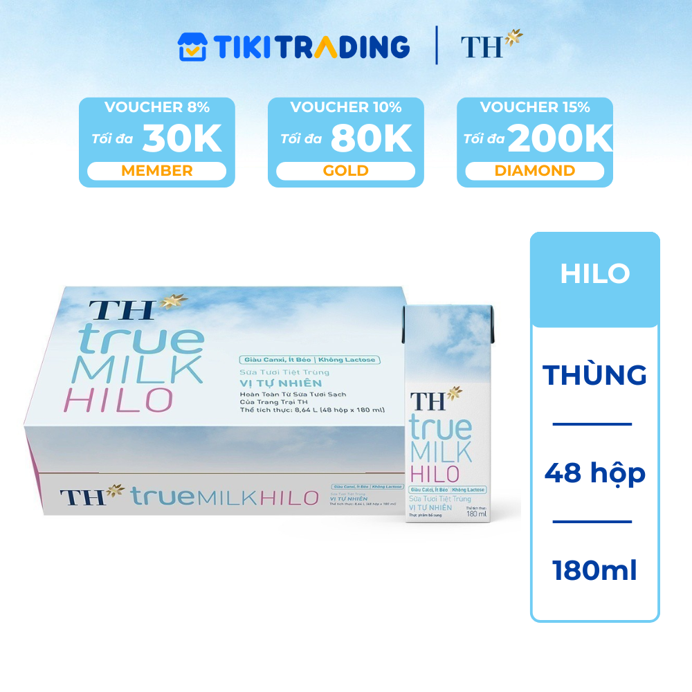 Thùng 48 hộp sữa tươi tiệt trùng TH True Milk  nguyên chất 110ml