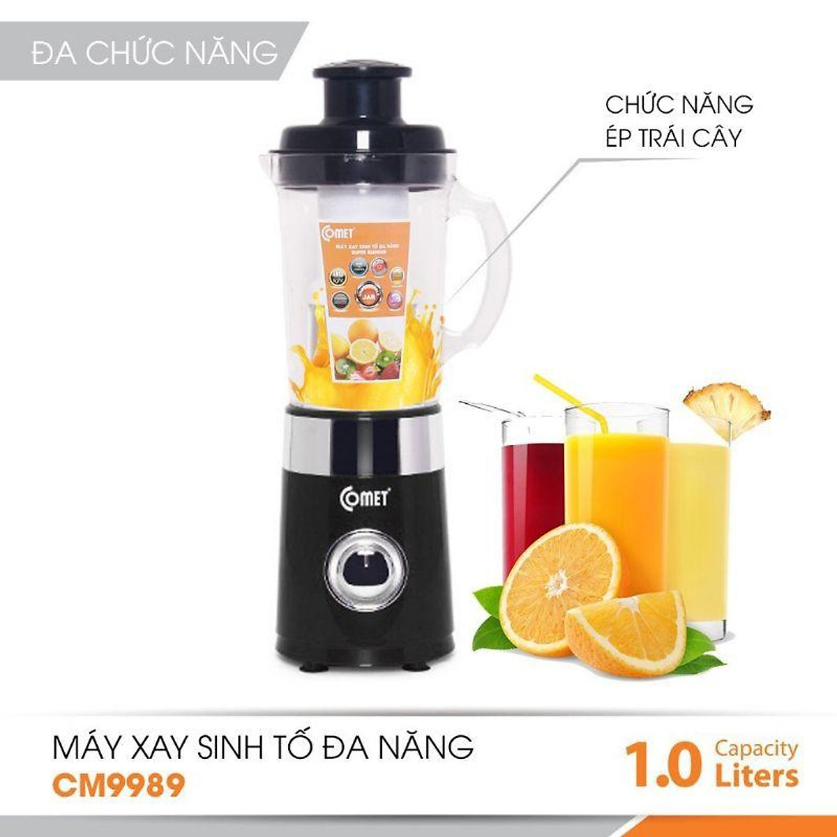 Máy xay ép sinh tố đa năng kháng vỡ COMET CM9989 - 1 Lít - Hàng Chính Hãng