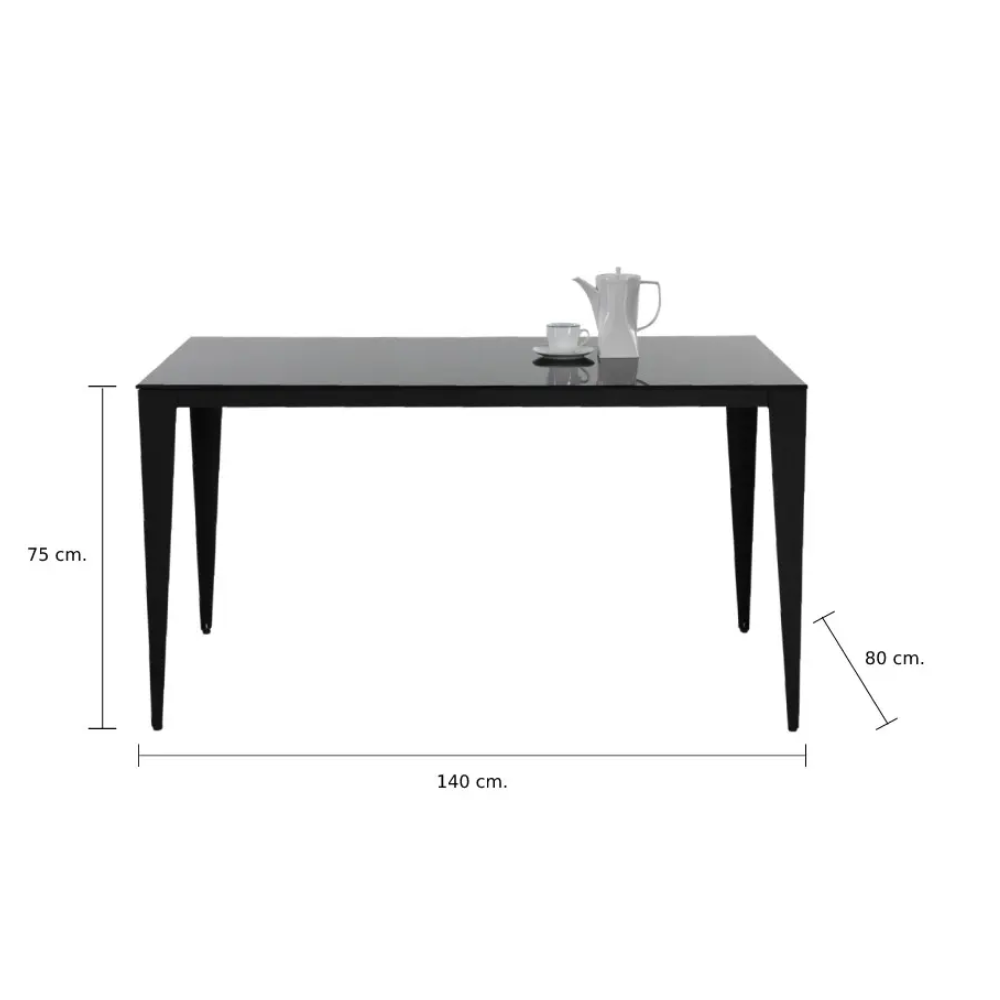 Bàn Ăn CALIO Mặt Kính Cường Lực, Màu Đen Bóng Sang Trọng, Kích Thước 140cm, Phù Hợp 4-6 Người | Index Living Mall | Nội Thất Nhập Khẩu Thái Lan - Phân Phối Độc Quyền Tại Việt Nam