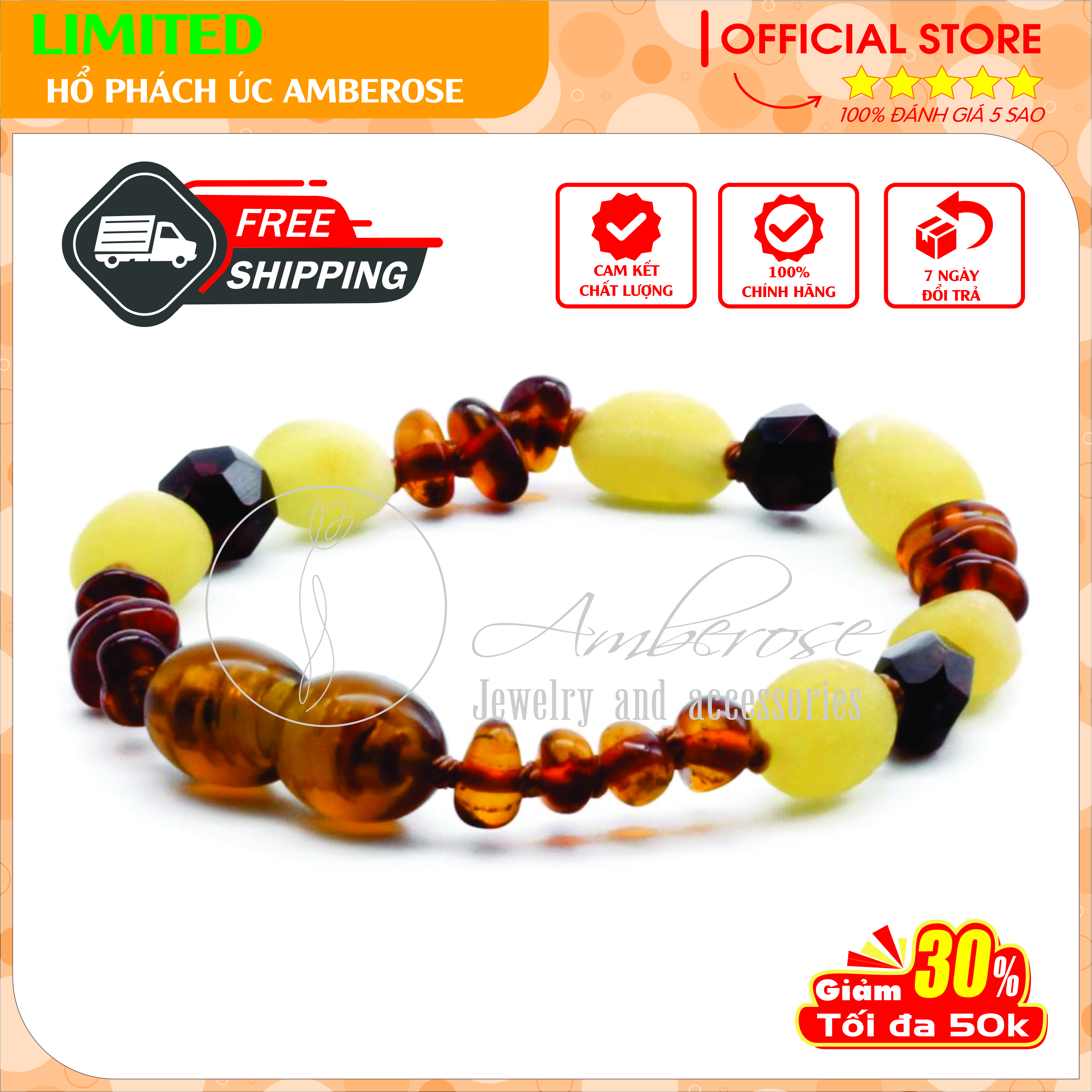 Bộ Vòng Amber Úc Cho Bé 0 - 10 tuổi ( Mẫu Đặc Biệt ) SABLMT12