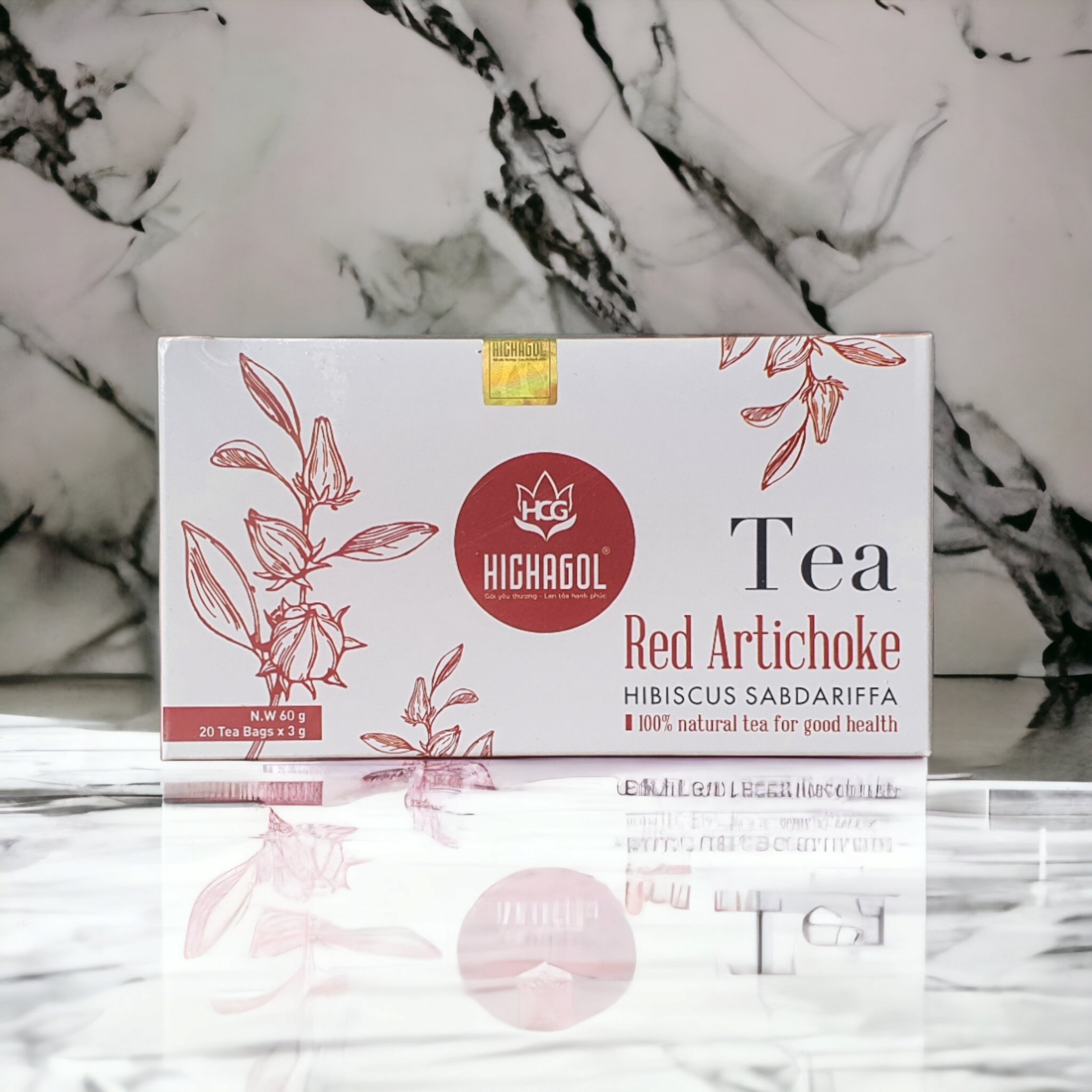 Trà túi lọc Atiso đỏ thảo mộc, hộp 20 gói. Hỗ trợ mát gan, ngủ ngon, bổ sung vitamin C....