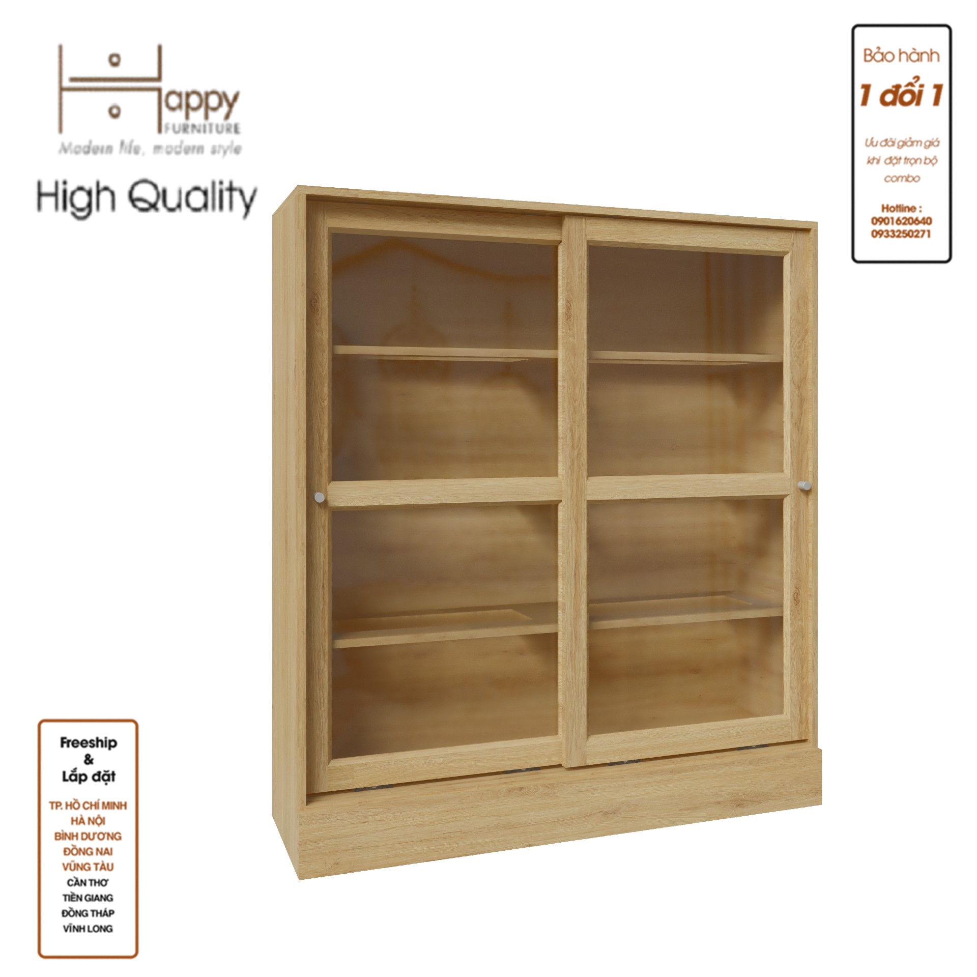 [Happy Home Furniture] SCANDINA, Tủ đựng đồ cửa kính 2 cánh lùa, 120cm x 35cm x 136cm ( DxRxC), TCL_025