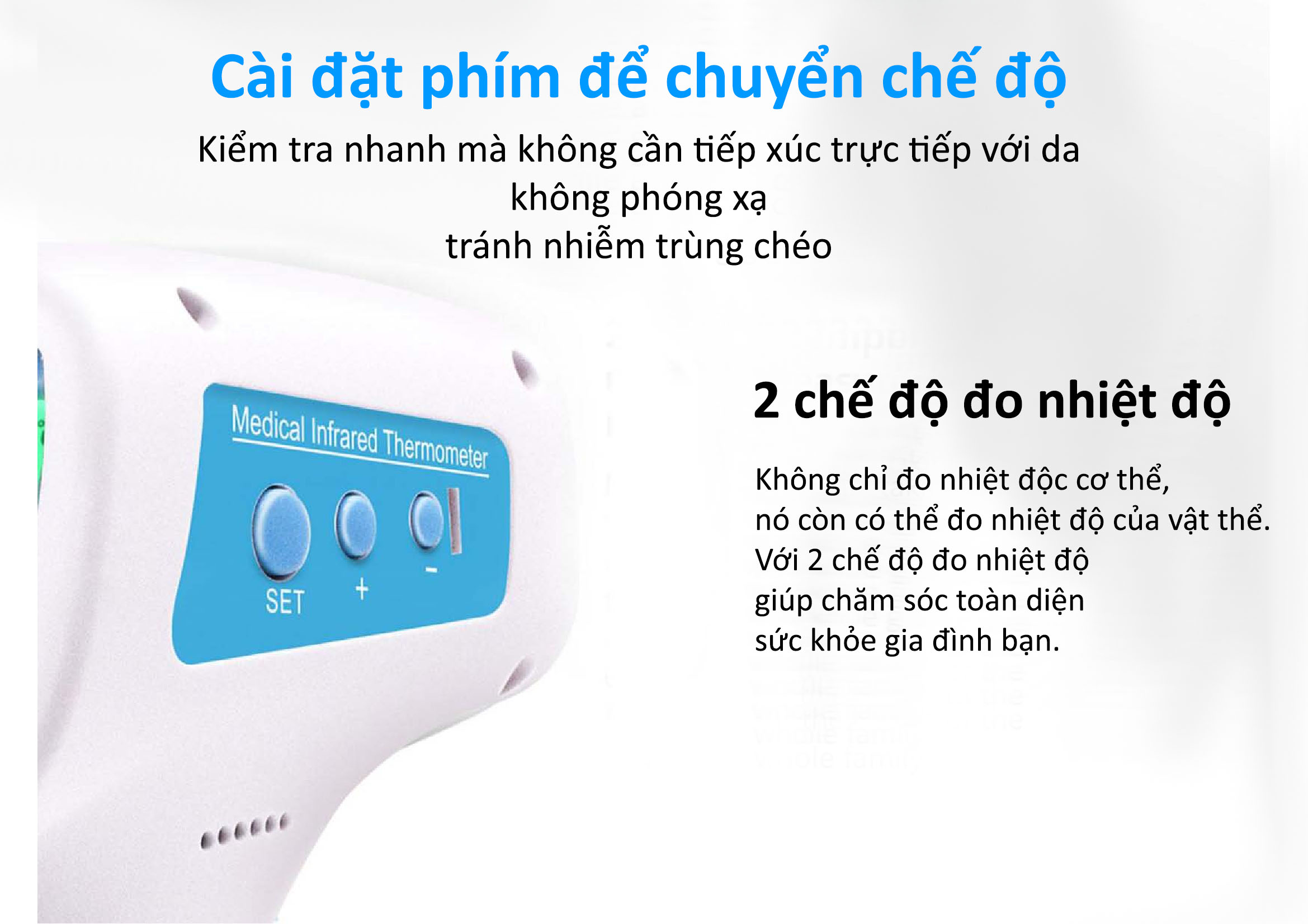 Nhiệt Kế Hồng Ngoại YHKY-2000 Đo Nhiệt Độ Không Cần Tiếp Xúc - TẶNG KÈM PIN AAA