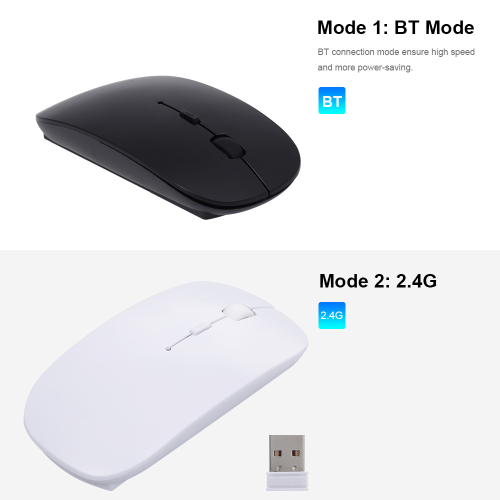 Chuột Ergonomic Chế Độ Kép BT 2.4g Không Dây Cho Máy Tính Xách Tay / PC, Màu Đen