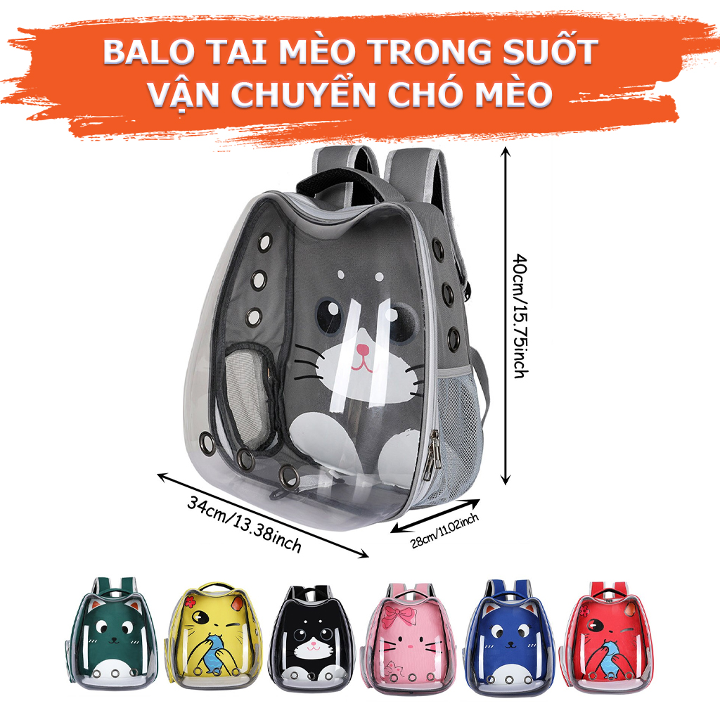 Balo Trong Suốt Vận Chuyển Chó Mèo Hình Tai Mèo - YonaPetshop