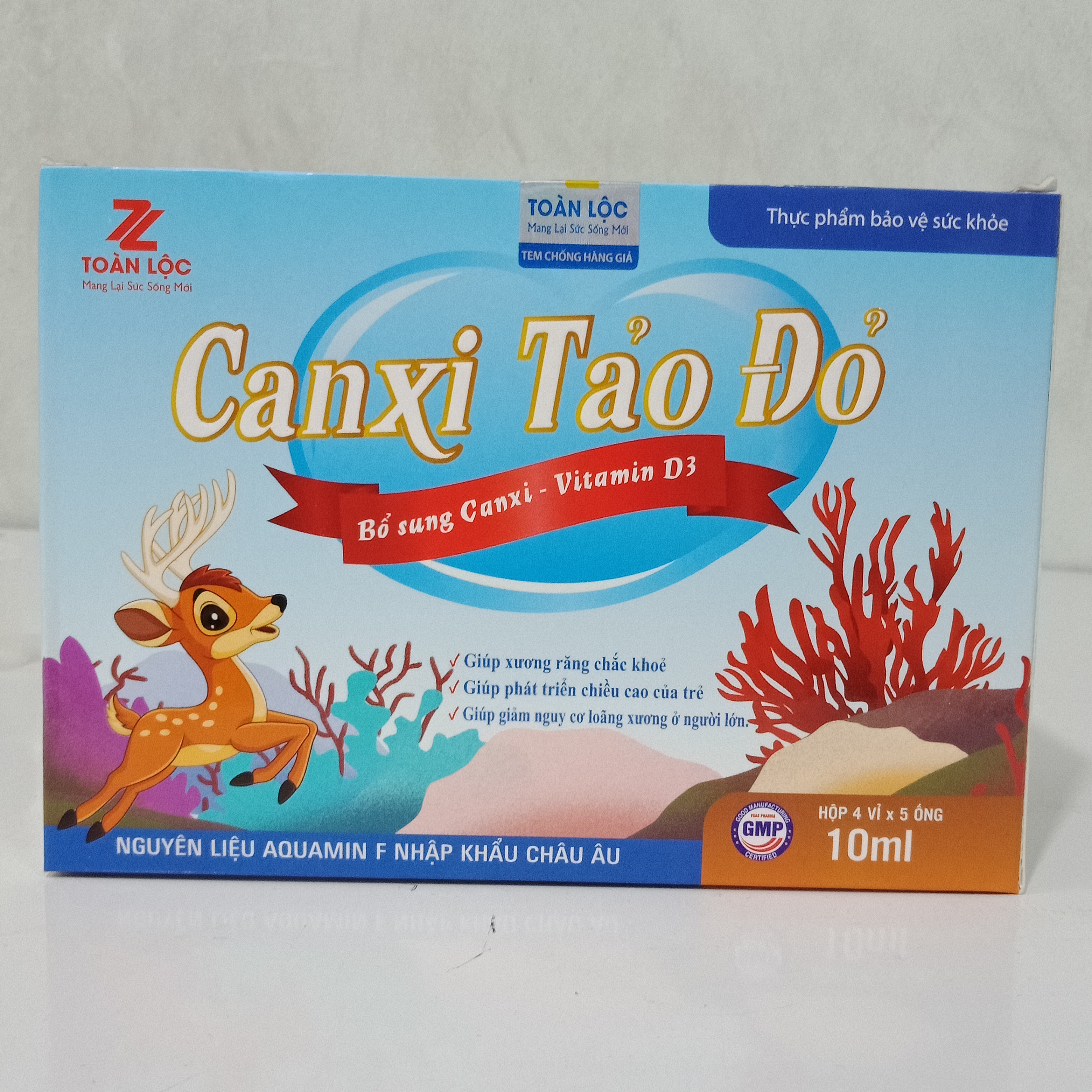 Siro CANXI TẢO ĐỎ bổ sung canxi và vitamin D3 giúp xương chắc khỏe, nguyên liệu nhập khẩu Châu Âu, hộp 20 ống