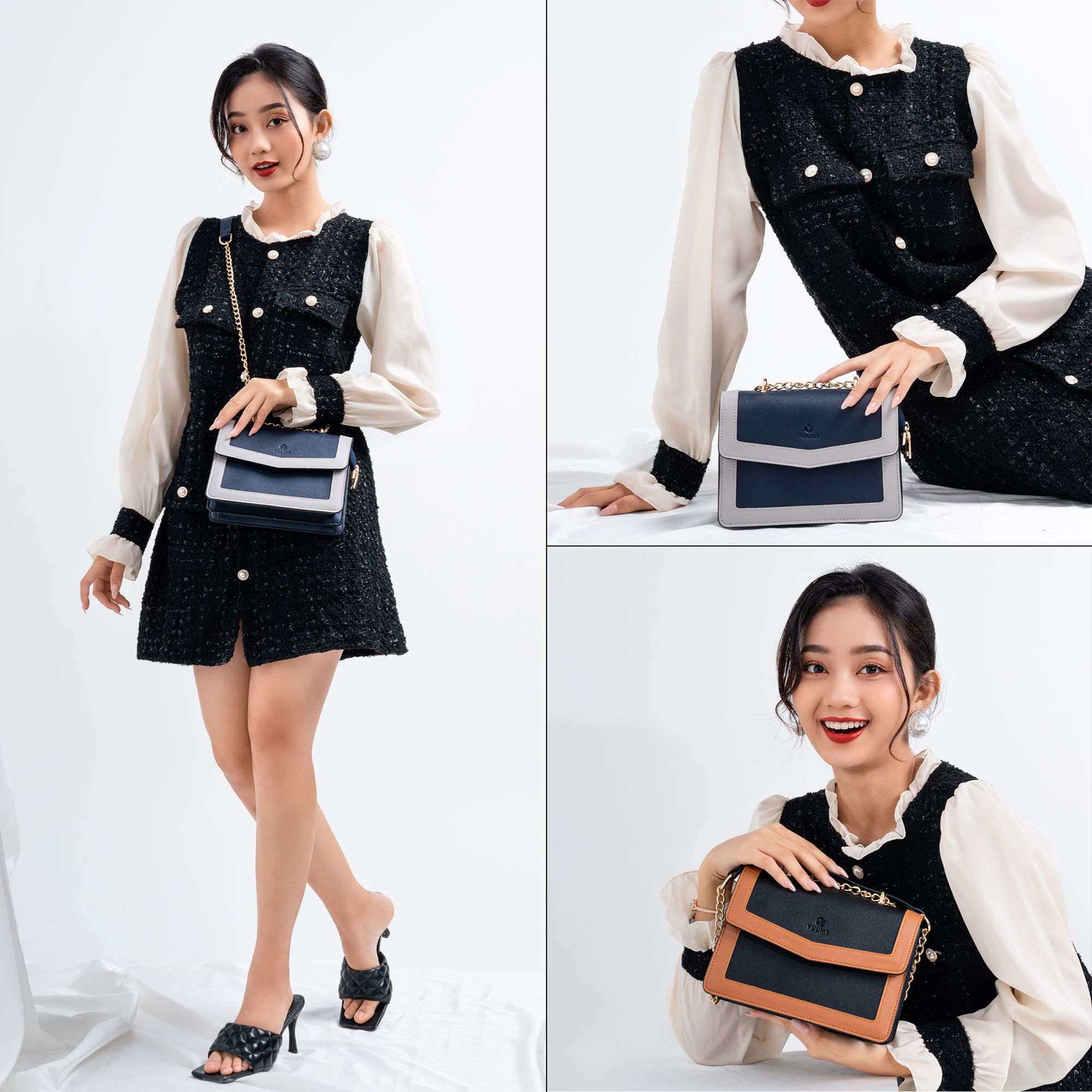 Túi đeo chéo nữ thời trang YUUMY YN92, 7 ngăn, vừa sổ tay, ví, điện thoại, phù hợp đi chơi, đi làm, đi tiệc, da tổng hợp cao cấp, không bong tróc, không thấm nước