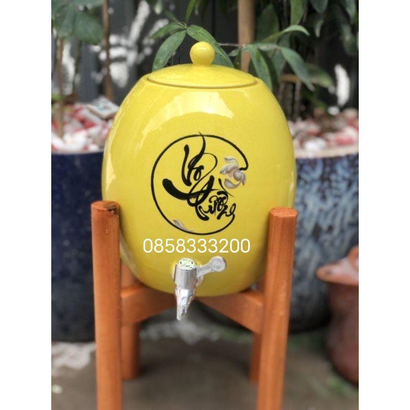 Bình nước 5 lít, vòi inox. Hàng sứ Bát Tràng