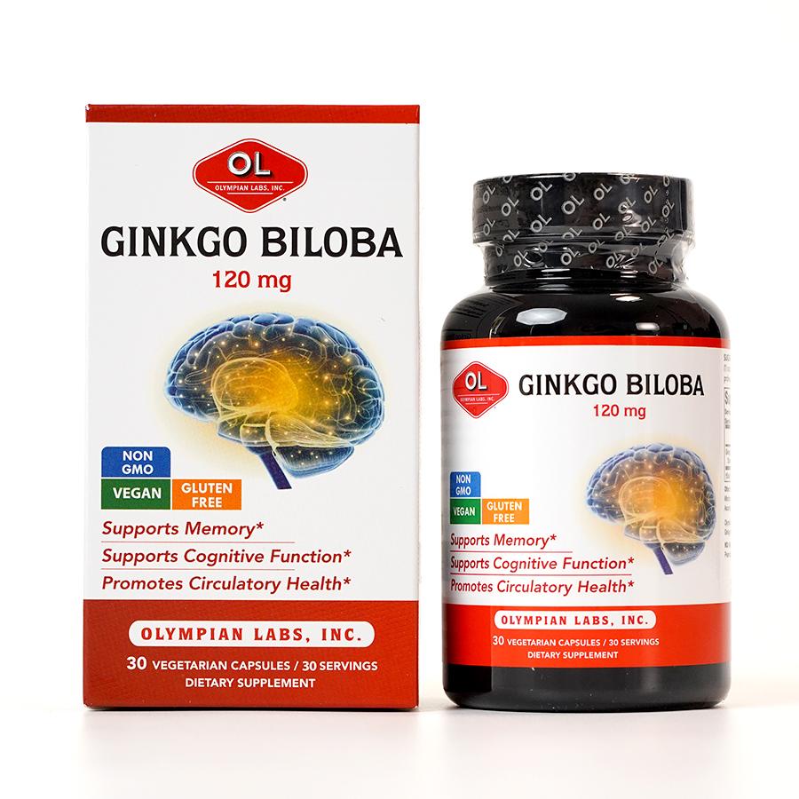 Viên Uống Bổ Não Olympian Labs Ginkgo Biloba 120 mg Tăng Trí Nhớ Hiệu Quả 30 Viên