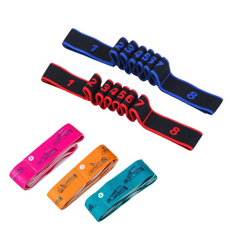 Yoga kéo dây đai dây đai polyester latex đàn hồi Latin khiêu vũ kéo dài vòng lặp yoga yoga pilates tập thể dục tập thể dục Color: new 8 section 2