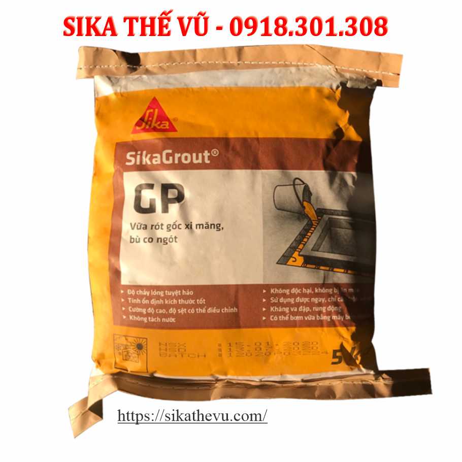 Vữa đổ chống thấm cổ ống xuyên sàn - SikaGrout GP (bao 5kg)