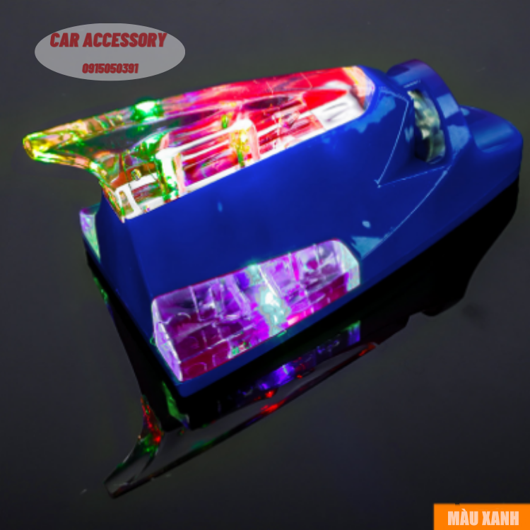 Ăng ten ô tô vây cá mập có đèn LED chạy năng lượng gió trang trí nhiều màu