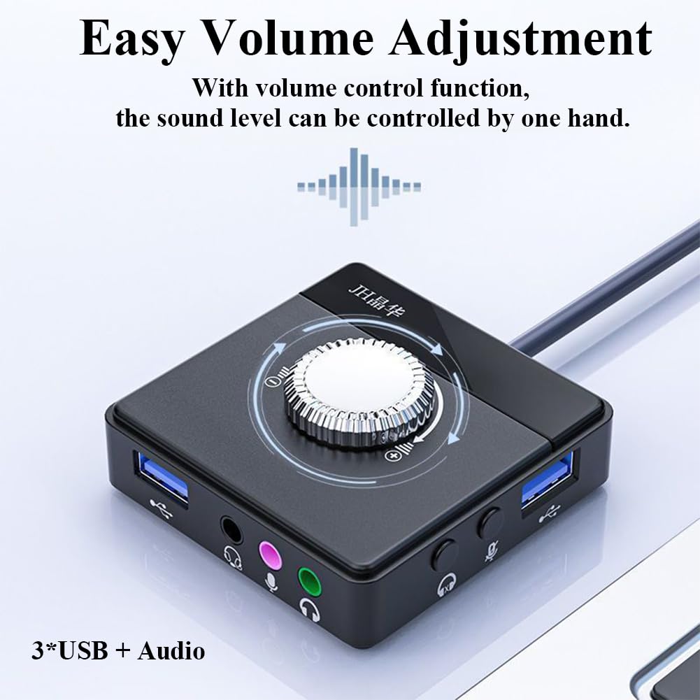 ROGTZ HUB USB Đa Năng Hỗ Trợ 2 Cổng Audio Cùng Lúc Headphone 2 Jack + AUX 3.5mm, USB Có Núm Chỉnh Âm Lượng JH-N962 - Hàng Nhập Khẩu