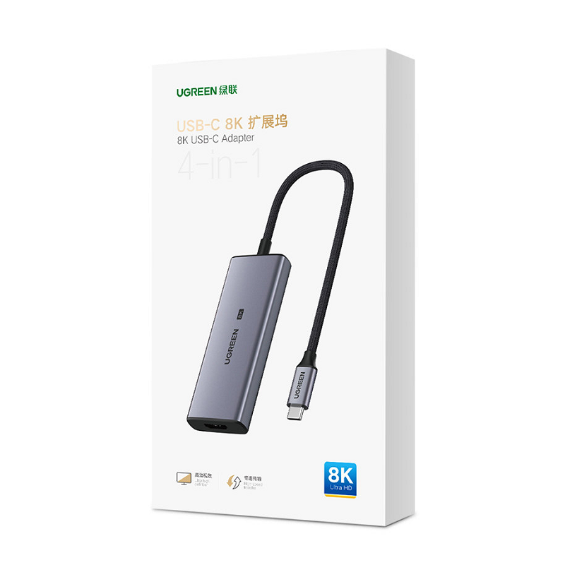 Hub chuyển đổi Ugreen USB-C sang HDMI + 3*USB3.0 hỗ trợ 8K CM500- hàng chính hãng