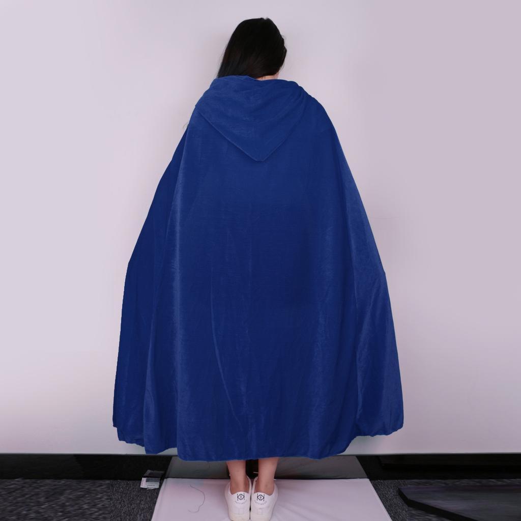 2 Pieces Velvet Hooded Cape Gothic Cloak Medieval Witch Costume Blue Green