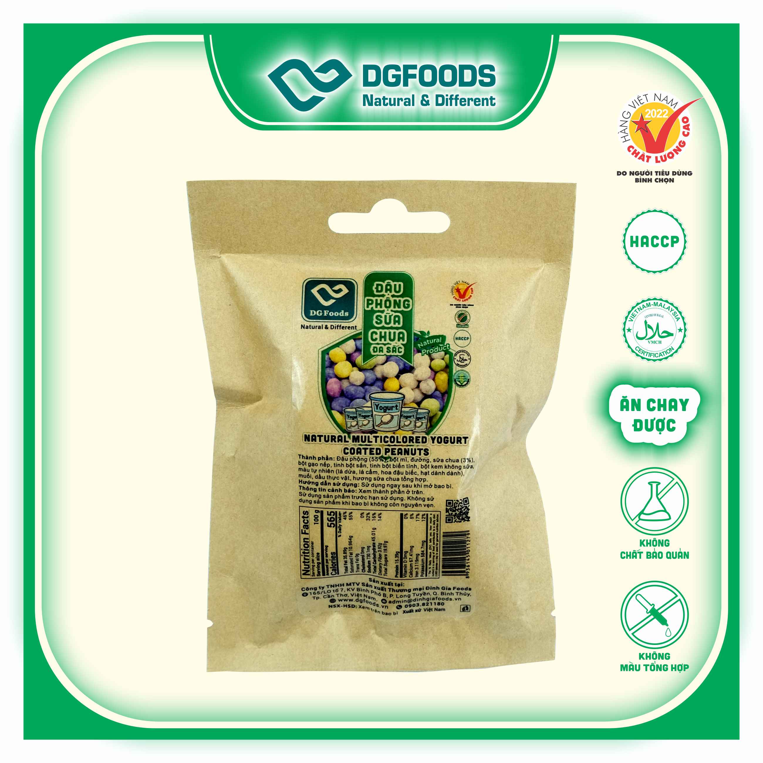 Đậu Phộng Sữa Chua đa sắc DGfoods 36g/ Natural multicolored yogurt coated peanuts/ HVNCLC, Haccp, Halal, Ăn chay, Ăn kiêng, Đặc sản Cần Thơ, Horeca, quán ăn, nhà hàng, khách sạn