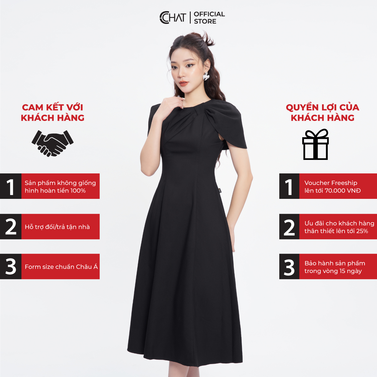 Đầm Nữ Dáng Xòe Nhún Ngực Vai Chất Tuytsi Cao Cấp Mềm Mịn 53VNS2007XT