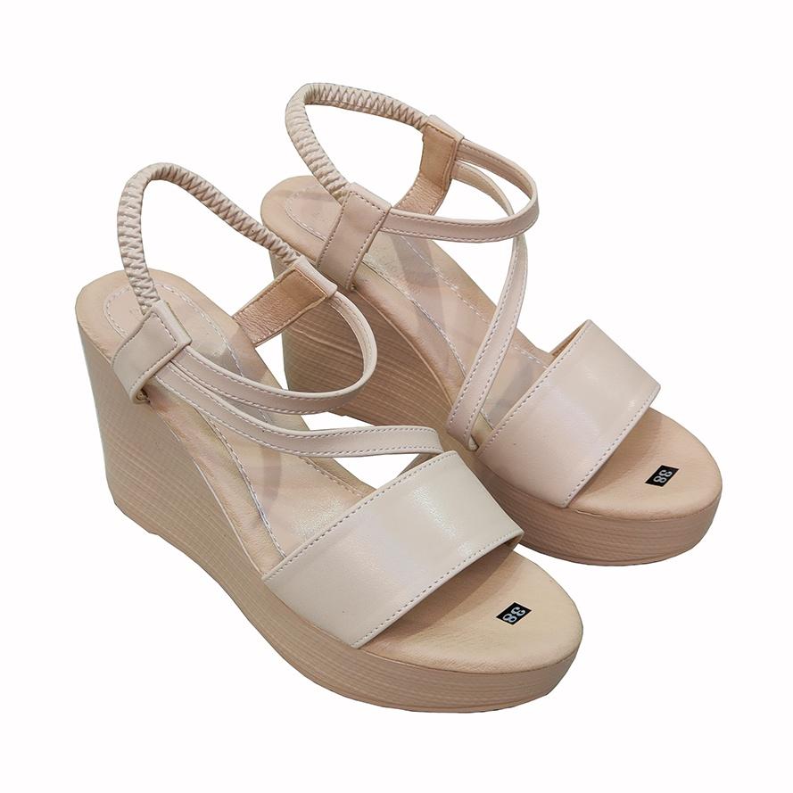 Giày Sandal Nữ Đế Xuồng Da Bò Thật TiTi ĐÔ Cao Cấp 9cm DNU2158a