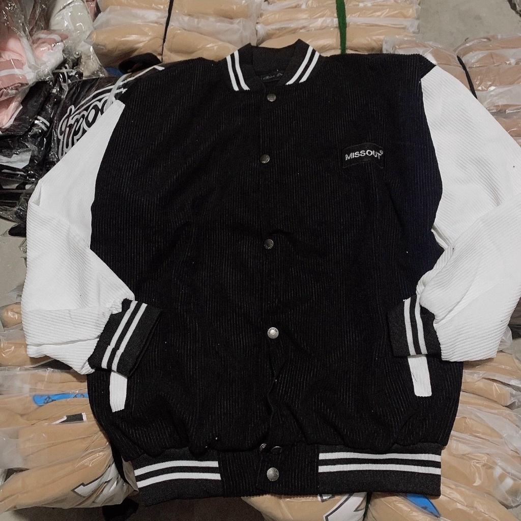 Áo khoác nam nữ - Bomber jacket  chất liệu nhung gân dày dặn form rộng rãi MISSOUT
