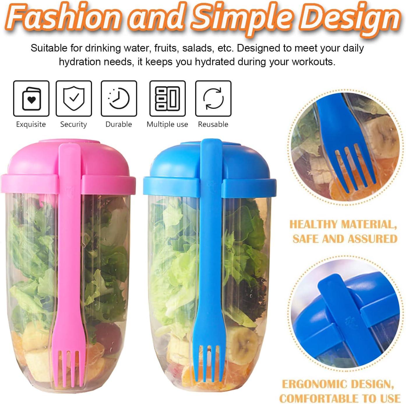 2 PCS Salad Bữa ăn Shaker Cup, Salad Shaker di động với nĩa và giá đỡ salad, hộp đựng hoàn hảo