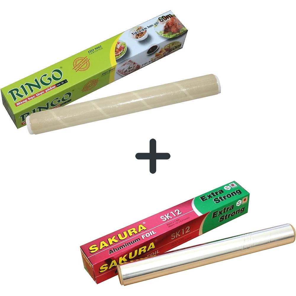 Combo 2 loại: Màng Bọc Thực Phẩm R60 và Nhôm lá mỏng Sakura SK12