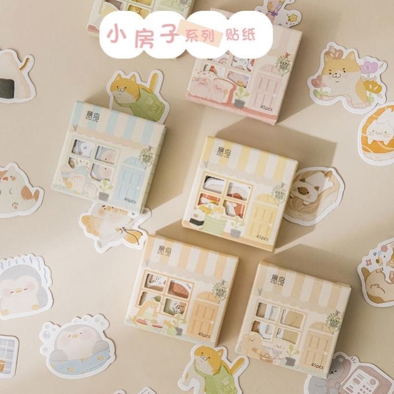 Hộp sticker 45 miếng trang trí sổ hàn quốc cute - VPP THIÊN ÁI