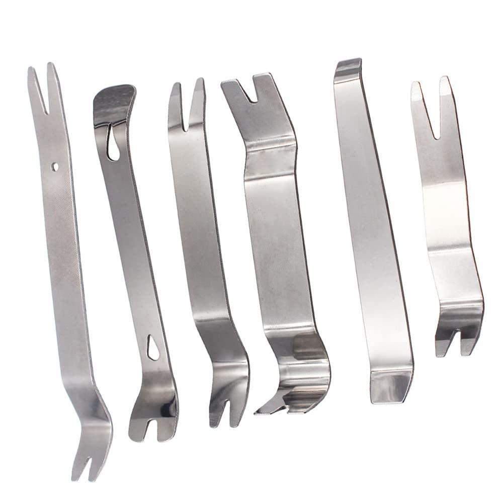 6PCS Thép không gỉ Công cụ triệt tiêu xe cho bộ điều khiển xe hơi ô tô xe hơi, bộ dụng cụ xóa mạnh, nhiệm vụ nặng nề