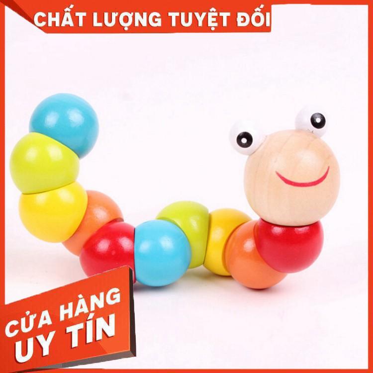 GIÁ SỐC- HCM- Con Sâu Gỗ_Đồ Chơi Con Sâu Gỗ Nhiều Màu Vui Nhộn Cho Bé Học Màu Sắc