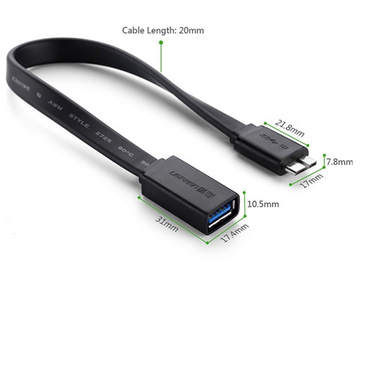 Cáp OTG micro USB sang USB UGREEN 10801-Hàng Chính Hãng