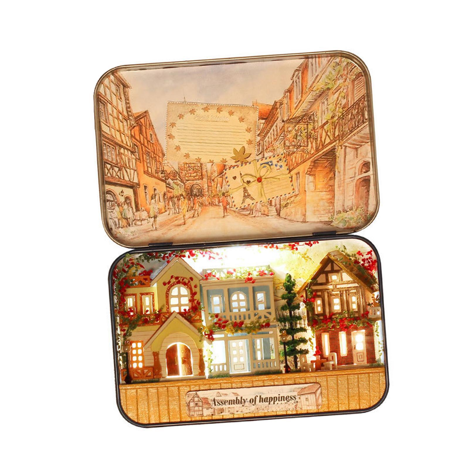 Wooden Dollhouse House Kit with Lights DIY Puzzle Toys Creative Room Romantic Dollhouse Decor Accessory for Kids Women Friends Adults