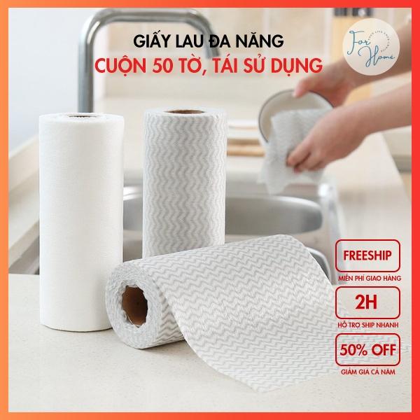 CUỘN 50 TỜ, TÁI SỬ DỤNG Giấy Lau Bếp Đa Năng Tiện Dụng Thấm Dầu Mỡ Siêu Dai Hàng Loại 1