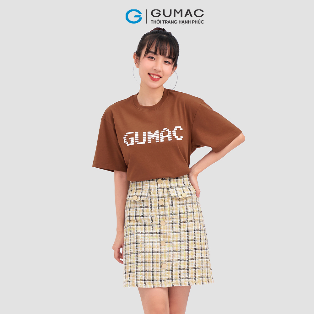 Áo thun GUMAC ATC11025 tay ngắn in chữ nổi trẻ trung