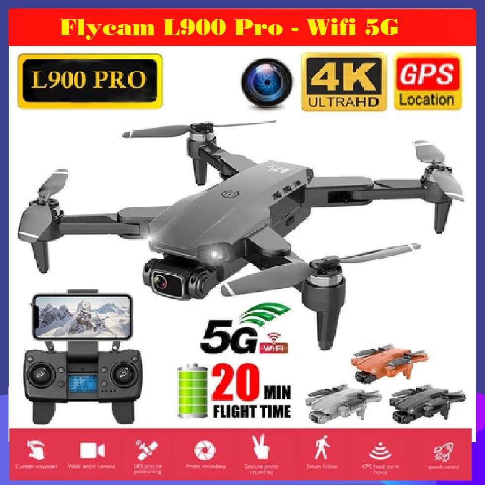 Flycam ZLRC L900 PRO, Wifi 5G, Camera 4K UHD góc rộng, Gimbal 2 Trục, Động cơ không chổi than, Tầm xa 1200m bay 28 phút