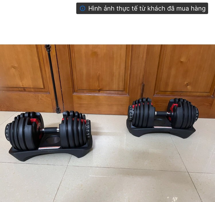 Hai bộ tạ tay điều chỉnh khóa số tự động Đa Năng 48kg (Có khay đựng)