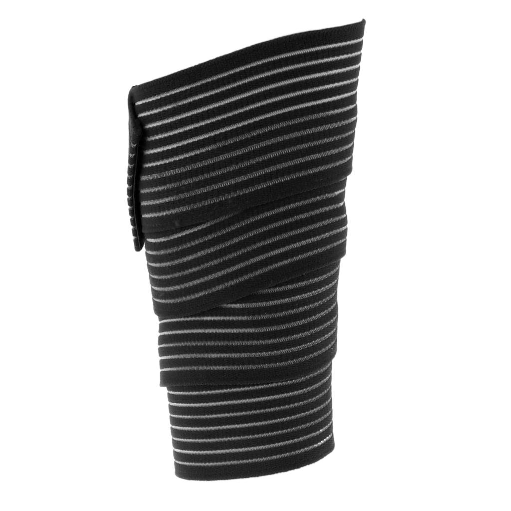 2xElastic Bandage Sport Brace Wrap Training Equipment Accessories Black 120cm