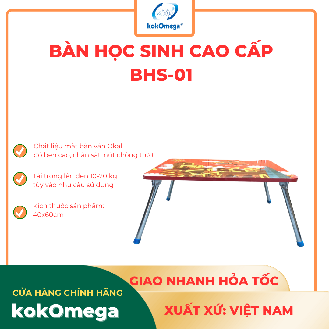 Bàn Học Sinh Gấp Gọn kokOmega 40x60 Cm( Họa Tiết Ngẫu Nhiên)