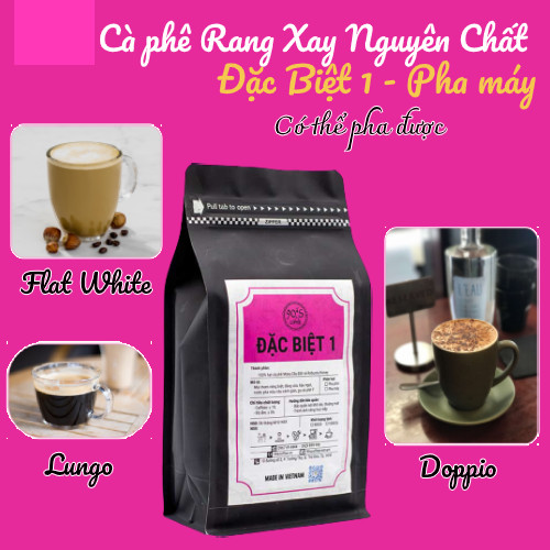 Cà Phê Rang Xay Nguyên Chất - 90S Coffee Vietnam | Đặc Biệt 01 | Công Thức Phối: Moka Cầu Đất + Robusta Honey | 100% Cà Phê Sạch | Cafe Pha Máy - Đắng Vừa - Hậu Ngọt