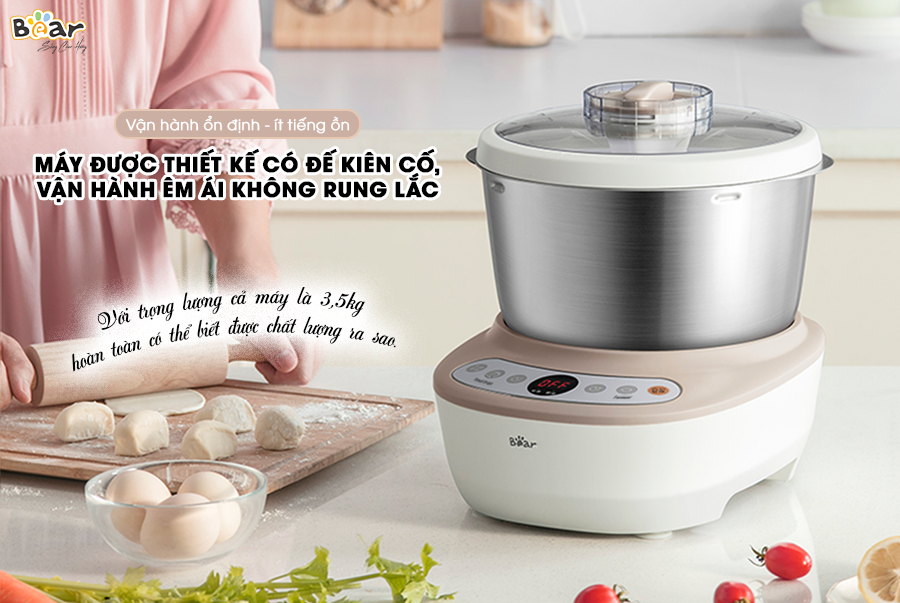 Máy Trộn Bột Ủ Bột, Máy Làm Bánh Mỳ BEAR DM-B05V1 Dung Tích 5 Lít Công Suất 200 W - Hàng Chính Hãng