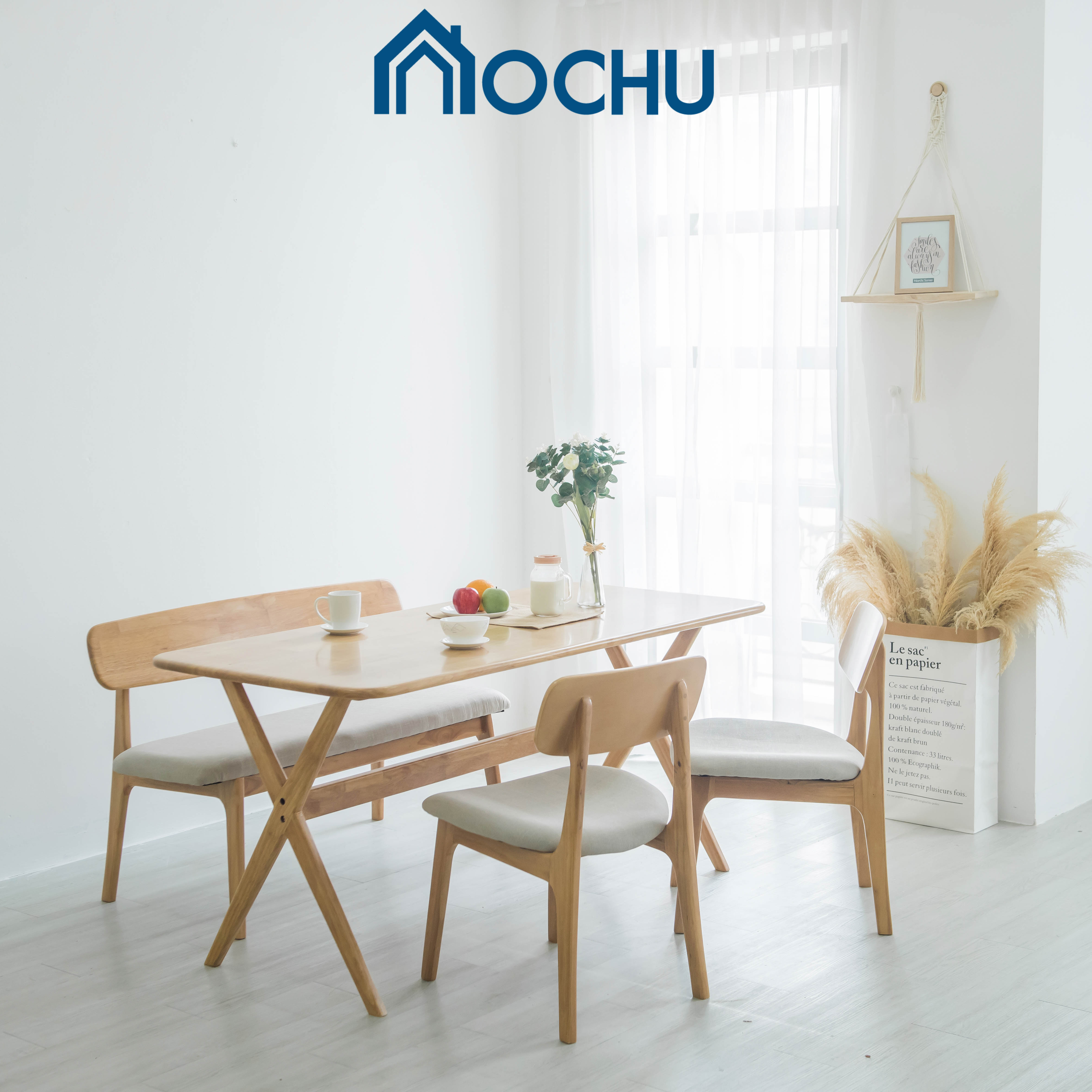 Bộ Bàn Ăn Gỗ OCHU Combo Gather Table - Natural