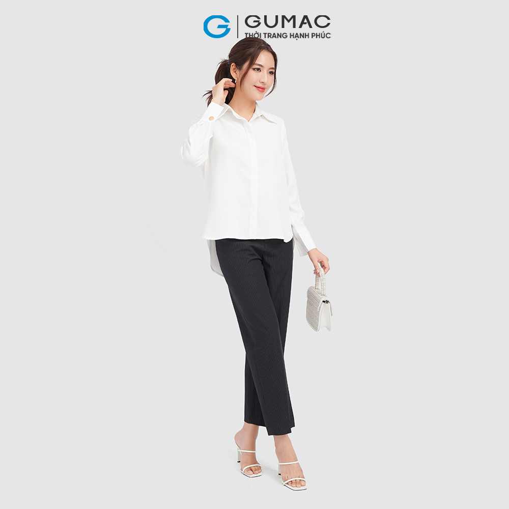 Áo sơ mi nữ GUMAC AC09029 tay dài phom suông rộng tà lệch