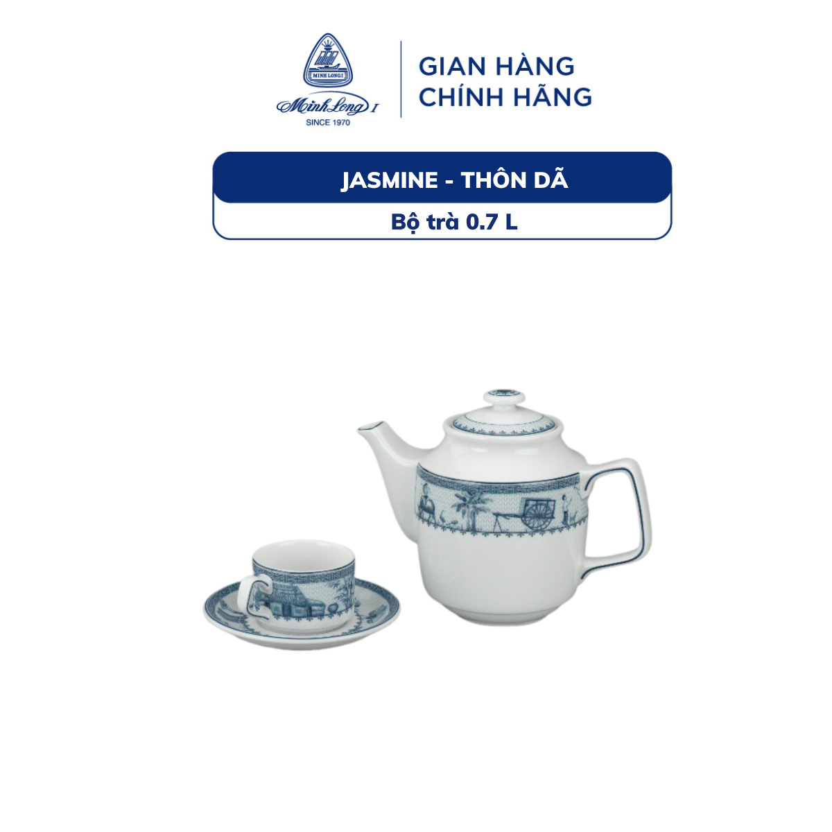 Bộ Trà Sứ Minh Long 0.7 L - Jasmine - Thôn dã