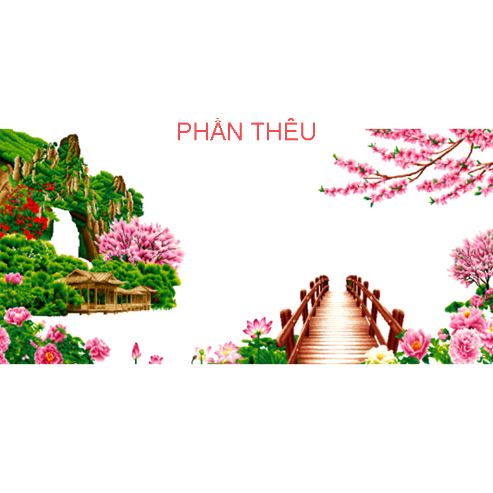 Tranh thêu chữ thập Phong cảnh non nước hữu tình 160*75cm - tự thêu