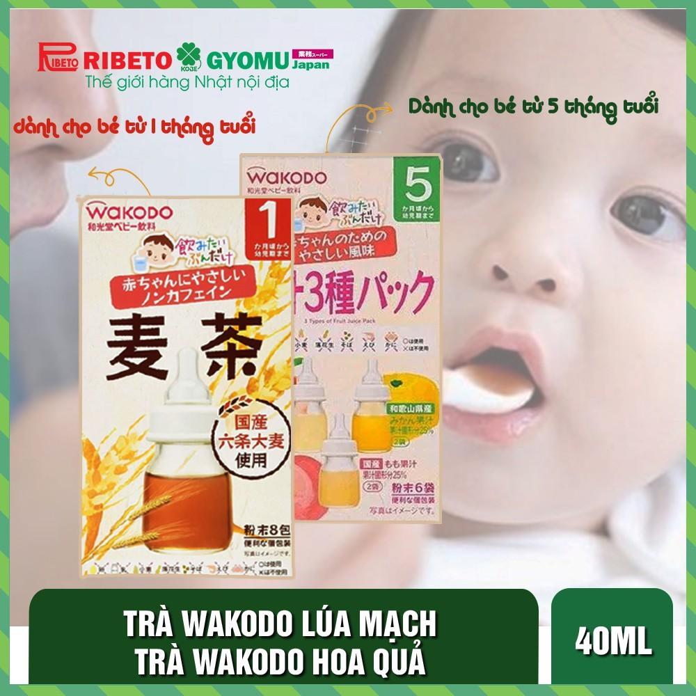 Trà wakodo hoa quả và trà wakodo lúa mạch cho trẻ từ 1 - 5 tháng tuổi Nhật Bản