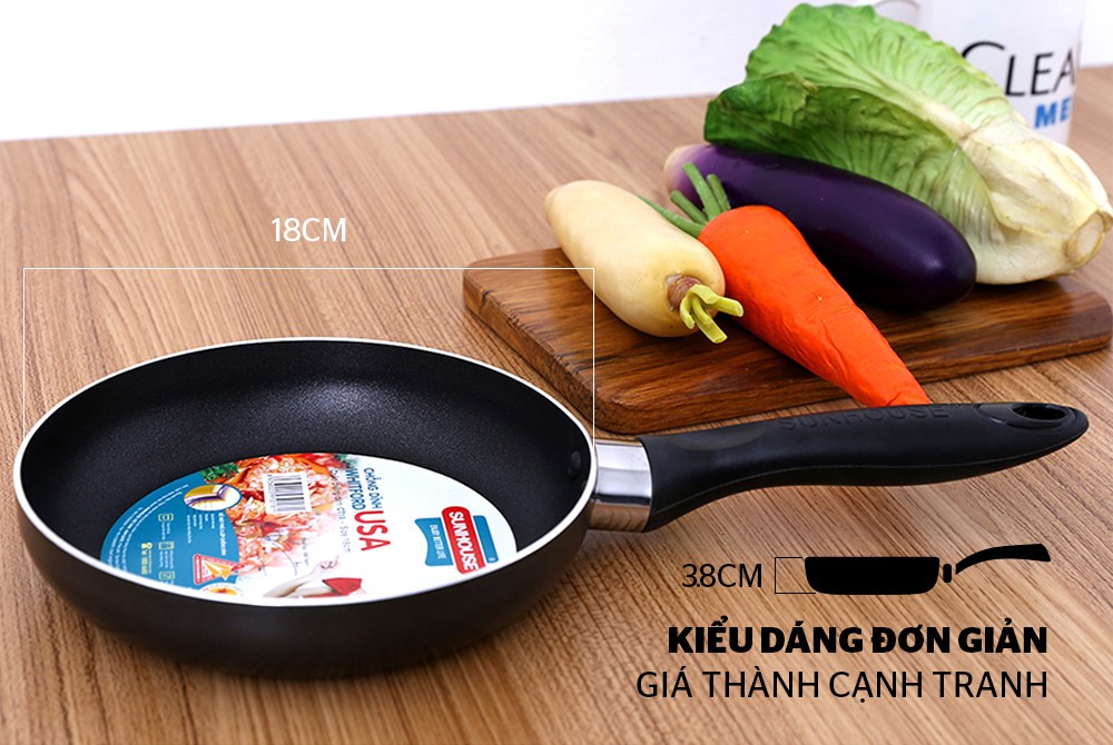 Chảo Trơn Sunhouse CT18 - Hàng Chính Hãng