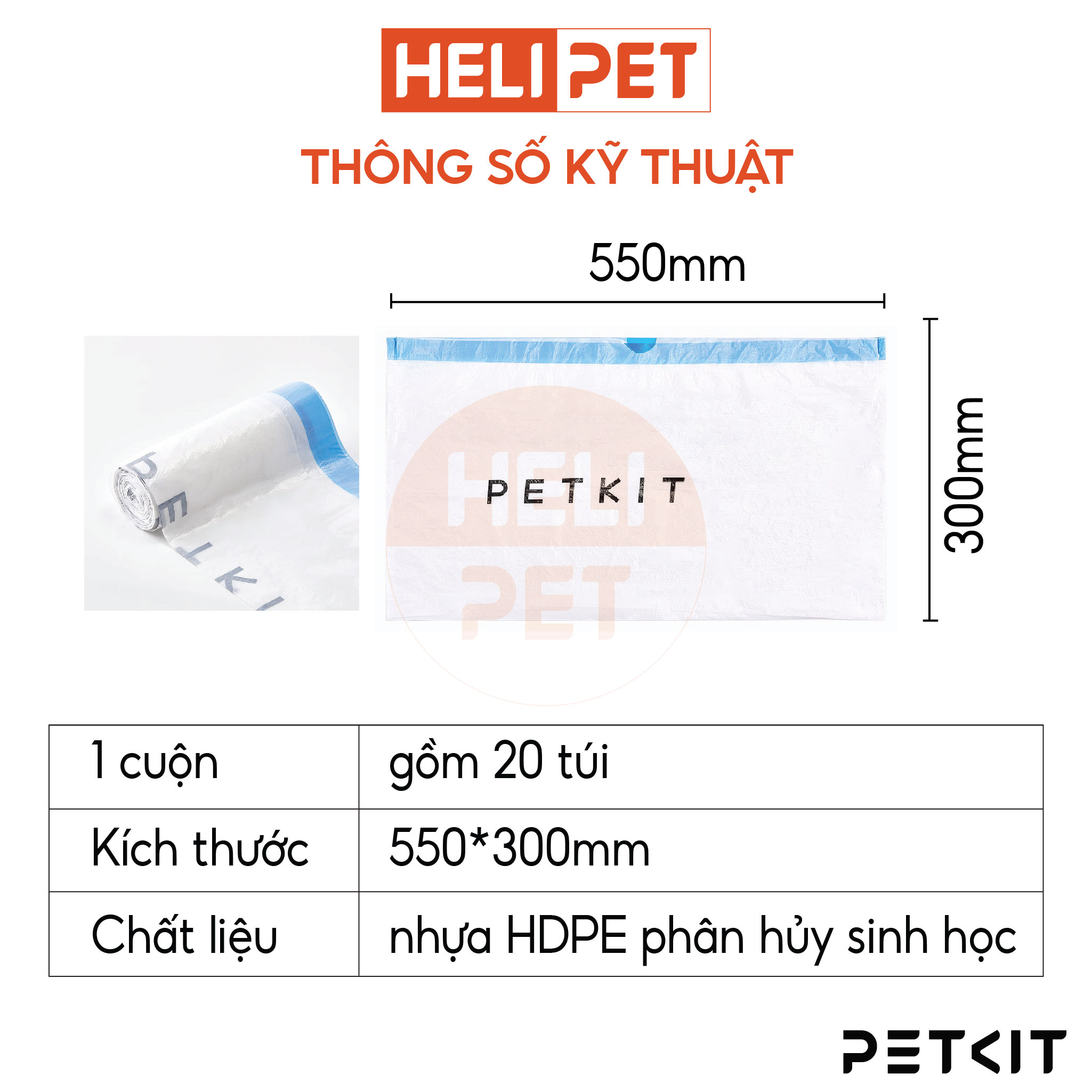 Túi Đựng Rác Dùng Cho Máy Vệ Sinh Tự Động Cho Mèo Pura X và Pura Max Petkit- HeLiPet