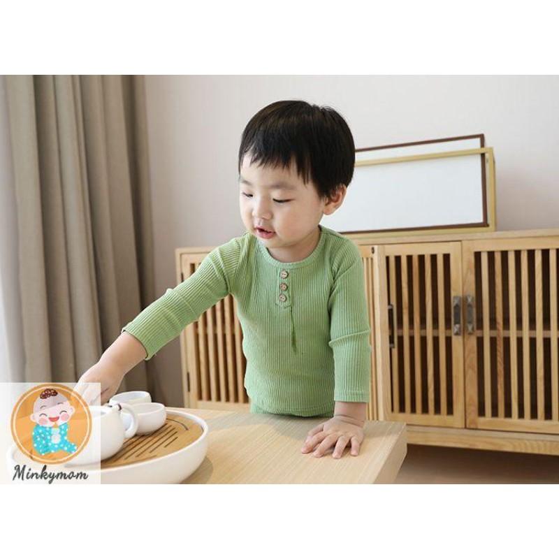 Bộ Đồ Thun Gân Dài Tay 3 Cúc Thu Đông