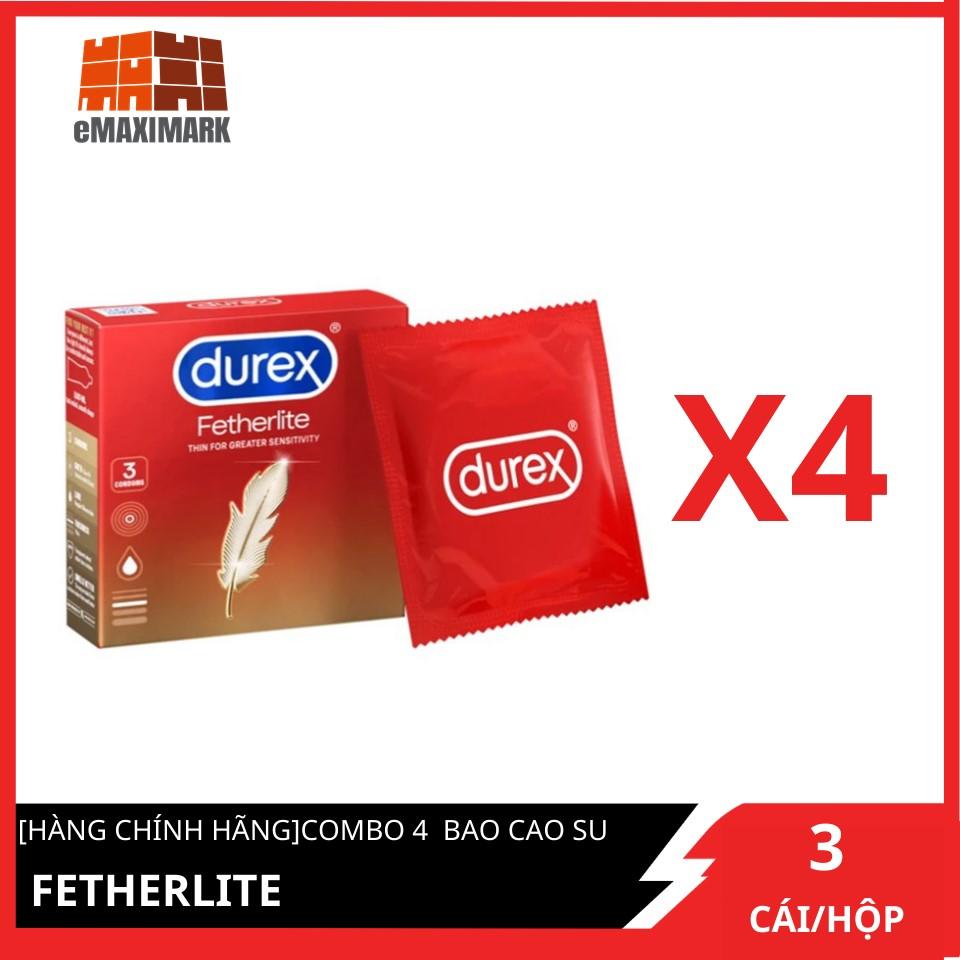 Combo 4 Bao cao su Durex Siêu mỏng Fetherlite (Đỏ) Hộp 3 cái