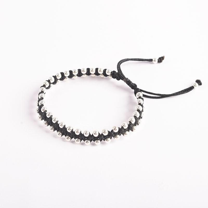 Vòng Tay Đôi Bạc Mon Lilas Dây Đan Đính Bi Bạc Điều Chỉnh Được Size Zaria V11210/4